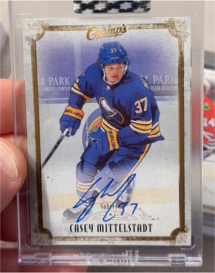 2021-22 Upper Deck Clear Cut Champ's Auto #C-CM Casey Mittelstadt — front