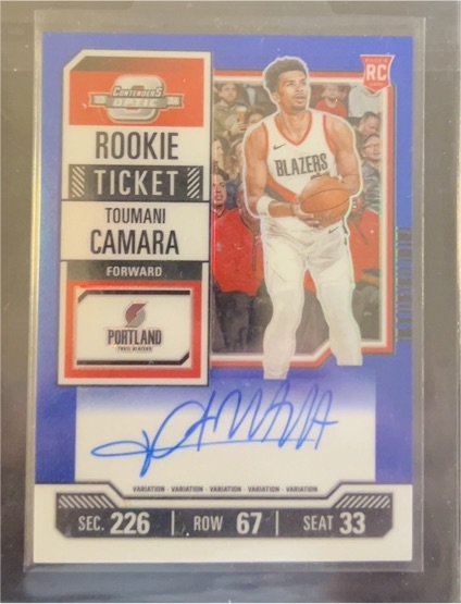 2023-24 Panini Contenders Optic #107 Toumani Camara Rookie Ticket Auto — front