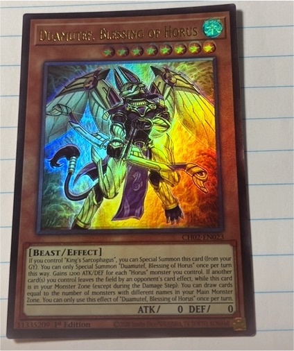 Yu-Gi-Oh! CH02-EN023 Duamutef, Blessing of Horus — front
