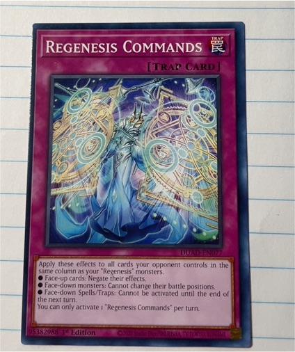 2005 Yu-Gi-Oh! Duelist's Advance #DUAD-EN077 Regenesis Commands — front