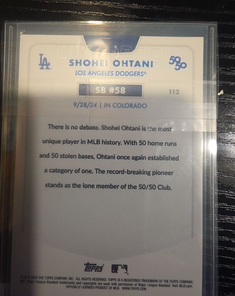 2024 Topps 50/50 #SB 58 Shohei Ohtani — front