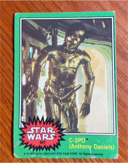 1977 Topps Star Wars #207 C-3PO (Anthony Daniels) Golden Rod Error Card — front