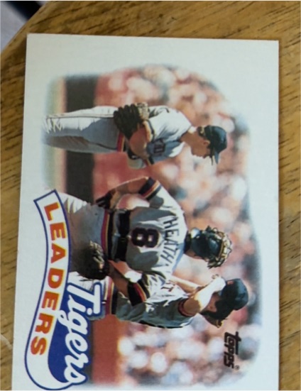 1989 Topps #609 Detroit Tigers Team Leaders Frank Tanana/Alan Trammell/Mike Heath — front