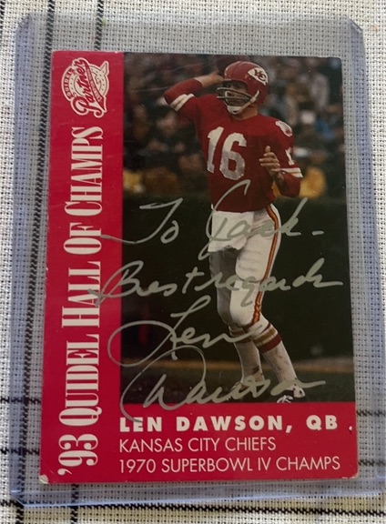 1991 Enor Hall of Fame #33 Len Dawson — front
