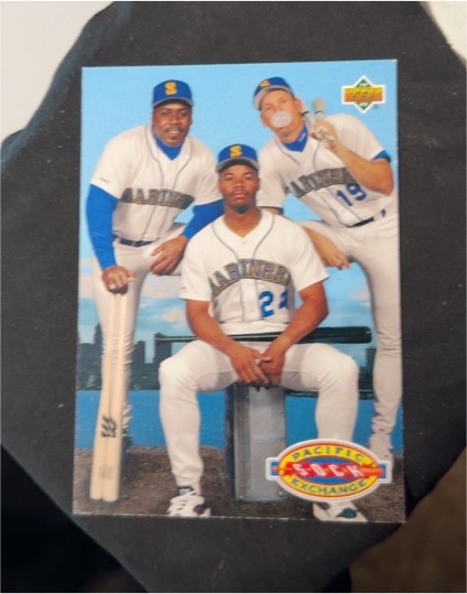 1993 Upper Deck Pacific Exchange #55 Ken Griffey Jr., Jay Buhner, Kevin Mitchell — front