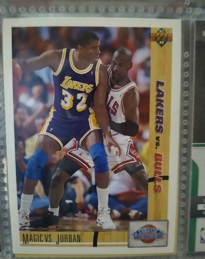 1991-92 Upper Deck #34 Magic Johnson vs Michael Jordan — front