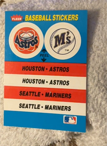 1988 Fleer Baseball Stickers Astros/Mariners — front