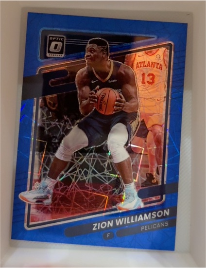 2021-22 Donruss Optic #95 Zion Williamson Blue Velocity — front