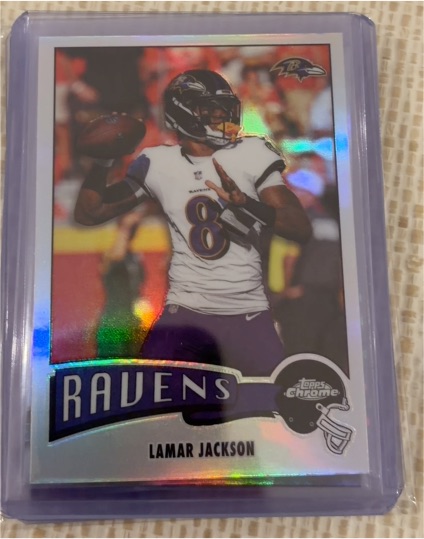 2025 Topps Chrome #1975-3 Lamar Jackson 1975 Throwback Refractor — front