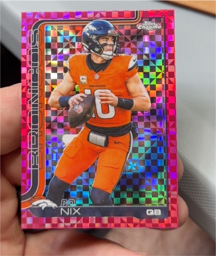 2025 Topps Chrome #88 Bo Nix Hot Pink X-Fractor — front