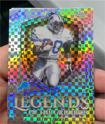 2025 Topps Chrome #LOG-11 Barry Sanders Legends of the Gridiron X-Fractor — front