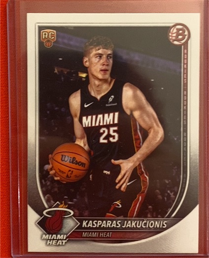 2025-26 Bowman #20 Kasparas Jakučionis Rookie Miami Heat — front