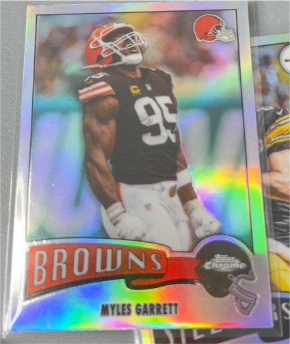 2025 Topps Chrome #1975-8 Myles Garrett 1975 Throwback Refractor — front