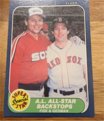 1986 Fleer #643 Carlton Fisk & Rich Gedman A.L. All-Star Backstops — front