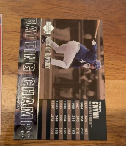 2002 Upper Deck Piece of History Batting Champs #B1 Tony Gwynn — front