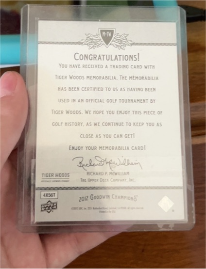 2012 Upper Deck Goodwin Champions Tiger Woods Memorabilia Card — front