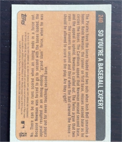 1983 Topps #240 So You're a Baseball Expert — front