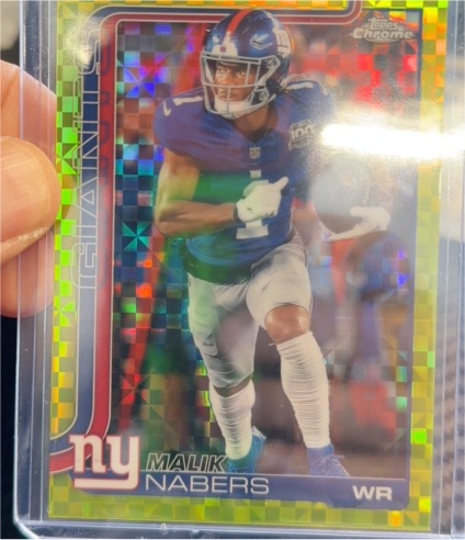 2025 Topps Chrome #225 Malik Nabers Lime Green X-Fractor — front
