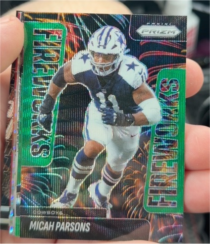 2025 Panini Prizm #18 Micah Parsons Fireworks Green Wave — front