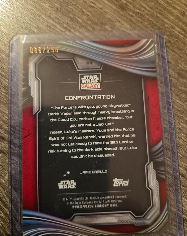 2025 Topps Star Wars Galaxy #24 Confrontation Luke Skywalker vs Darth Vader — front