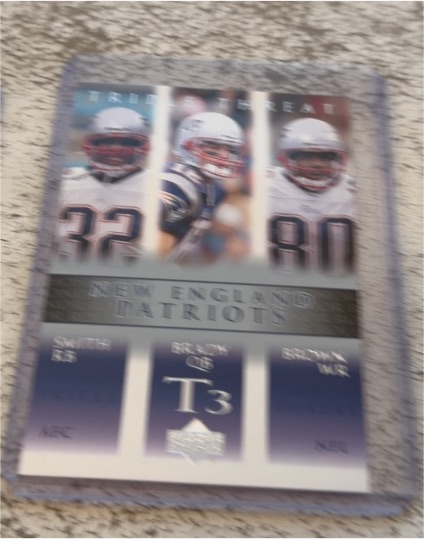 2002 Upper Deck Triple Threat #77 Tom Brady Troy Brown Antowain Smith — front