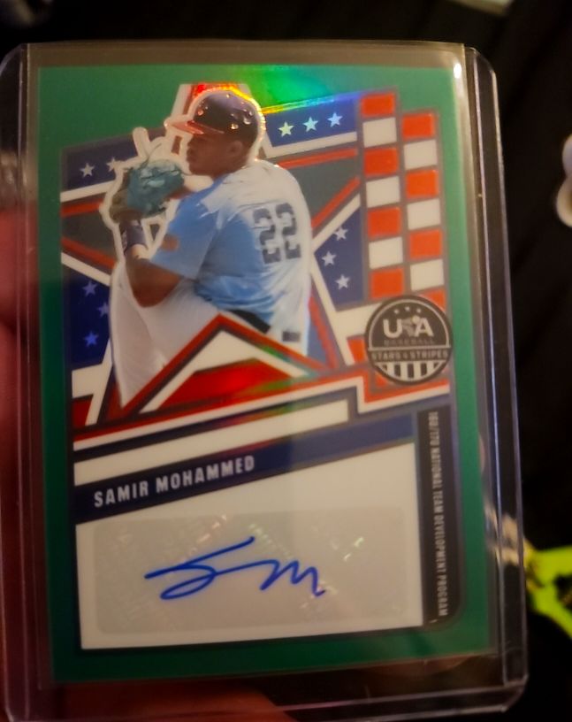 2026 Panini Stars & Stripes #NTS-SM Samir Mohammed Green Prizm Autograph — front