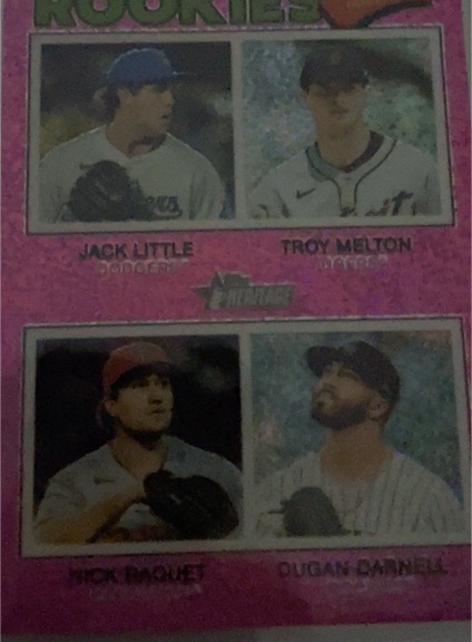 2026 Topps Heritage #387 Rookie Pitchers Chrome Pink Sparkle — front