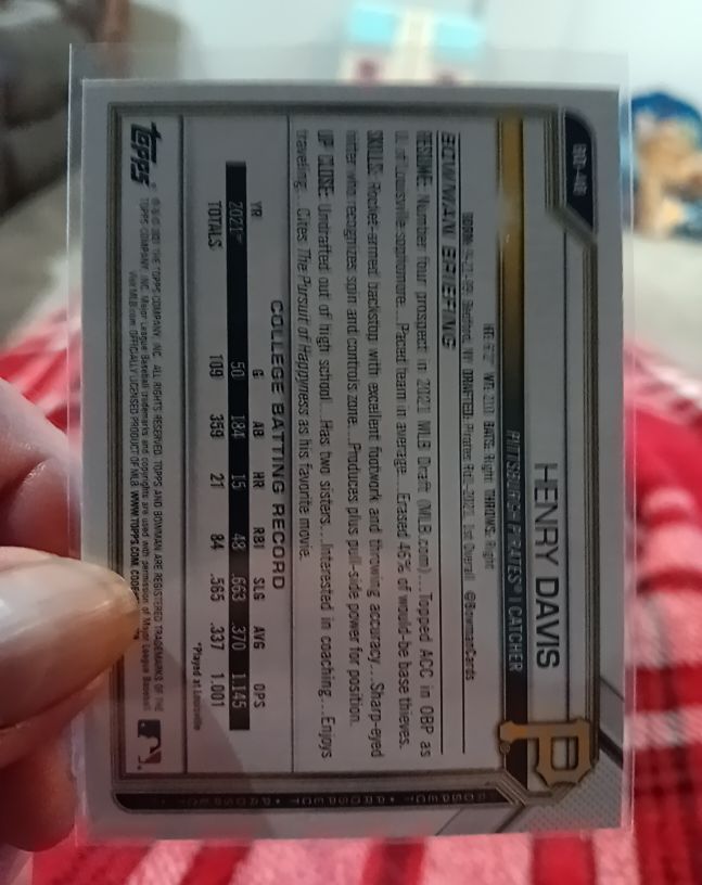 2021 Bowman Draft #BDC-48 Henry Davis — front