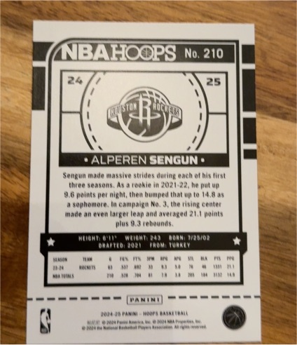 2023 Panini NBA Hoops #210 Alperen Sengun — front