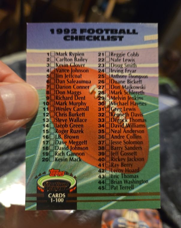 1992 Topps Stadium Club #288 Checklist 1-100 — front