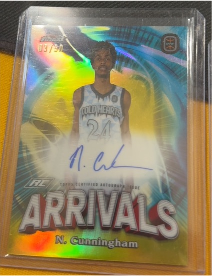 2022-23 Topps Finest OTE #FAA-NC Naasir Cunningham Arrivals Auto — front