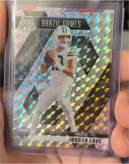 2025 Panini Mosaic #265 Jordan Love Brazil Games Silver Mosaic Prizm — front