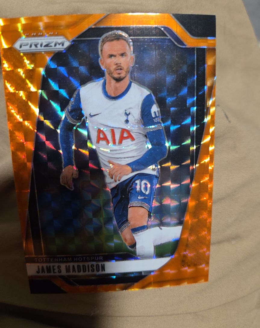 2024-25 Panini Prizm Premier League #72 James Maddison Orange Mosaic — front