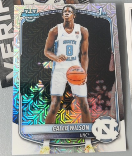 2025-26 Bowman Chrome #BCP-83 Caleb Wilson Mojo Refractor — front