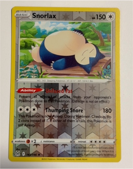 2022 Pokémon Sword & Shield Lost Origin #143 Snorlax — front