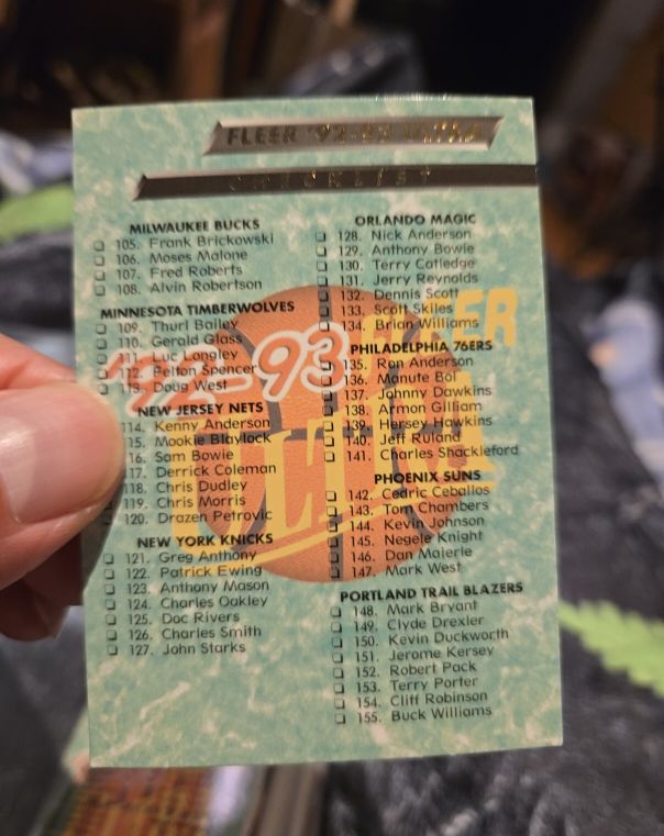 1992-93 Fleer #93 Checklist — front