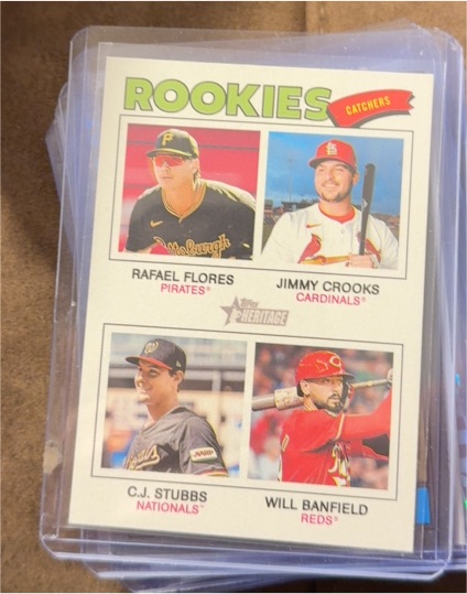 2026 Topps Heritage #376 Quad Rookies Rafael Flores, Jimmy Crooks, C.J. Stubbs, Will Banfield — front