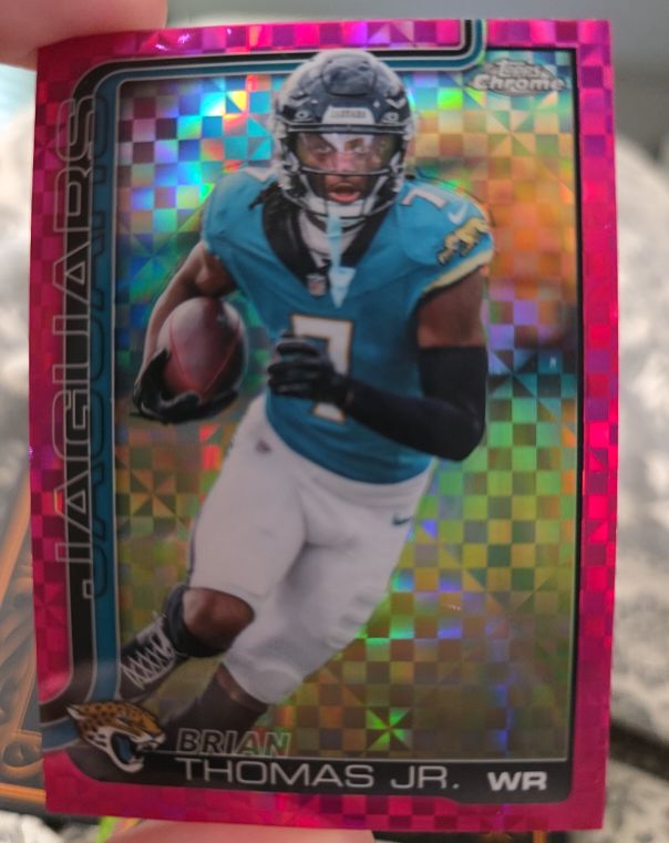 2025 Topps Chrome #135 Brian Thomas Jr. Pink X-Fractor — front