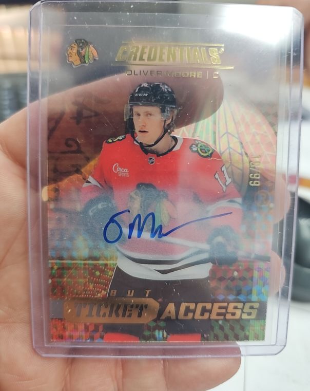 2025-26 Upper Deck Credentials Debut Ticket Access #128 Oliver Moore — front