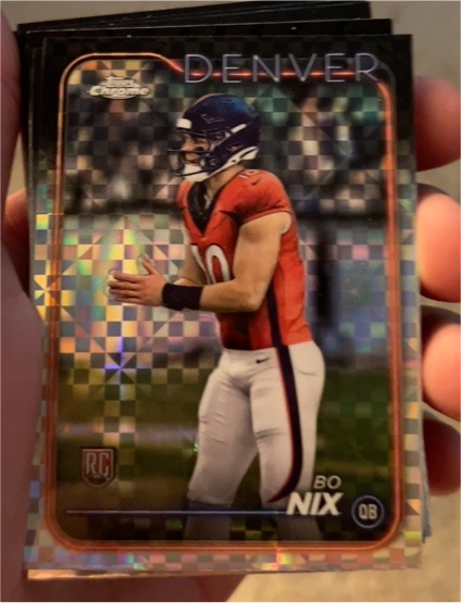 2024 Topps Chrome #206 Bo Nix X-Fractor Rookie Card Denver Broncos — front