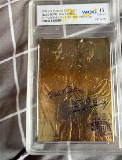1997 Bleachers 23KT Gold Babe Ruth/Lou Gehrig 70th Anniversary Murderers Row — front