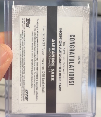 2022-23 Topps Inception OTE Basketball #IARC-AS3 Alexandre Sarr — front