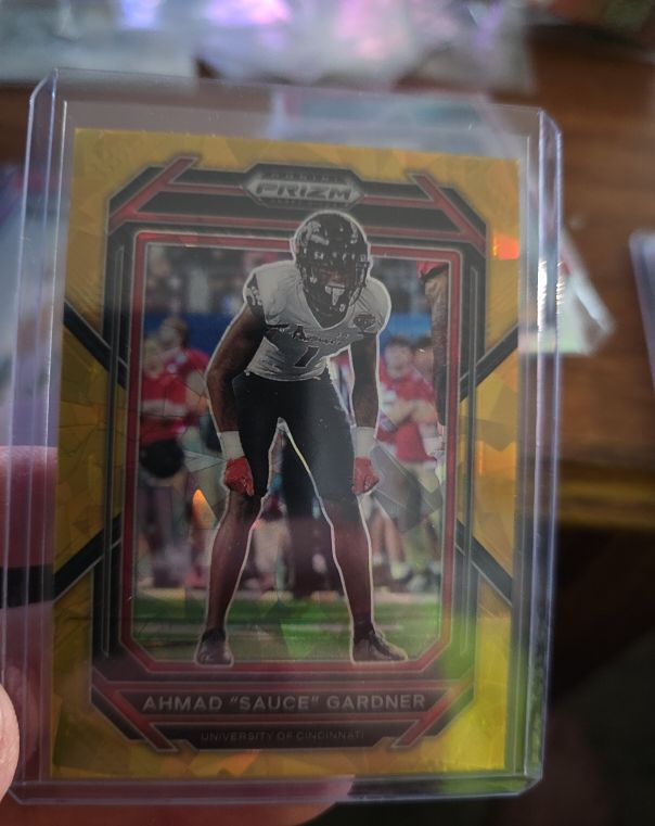 2023 Panini Prizm Draft Picks #3 Ahmad "Sauce" Gardner Gold Ice — front