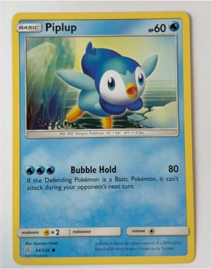 2019 Pokémon Sun & Moon Cosmic Eclipse #54 Piplup — front