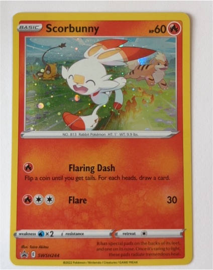 2022 Pokemon SWSH244 Scorbunny Cosmos Holo — front