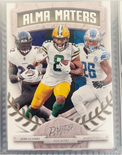 2024 Panini Prestige #15 Alma Maters Derrick Henry, Josh Jacobs, Jahmyr Gibbs — front