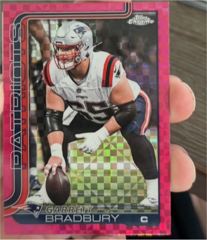 2025 Topps Chrome #212 Garrett Bradbury Hot Pink X-Fractor — front