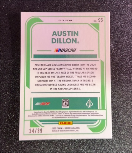 2026 Panini Donruss Racing #95 Austin Dillon — front