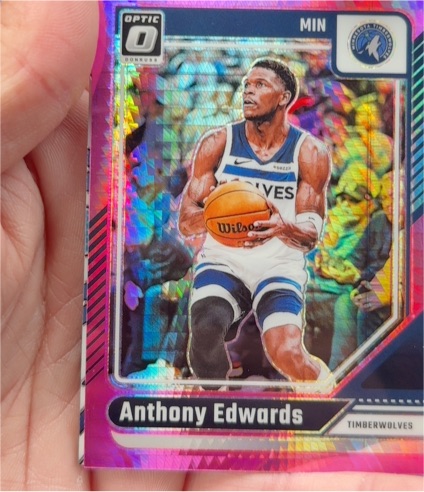 2024-25 Panini Donruss Optic #31 Anthony Edwards Pink Hyper Prizm — front