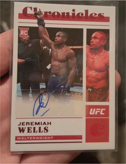 2023 Panini Chronicles UFC #CS-JWL Jeremiah Wells RC Auto — front